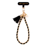AMY TAYLOR Leather & Chain Hand Strap Black